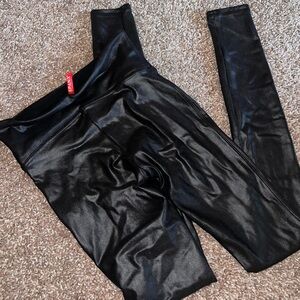 Spanx black leather leggings